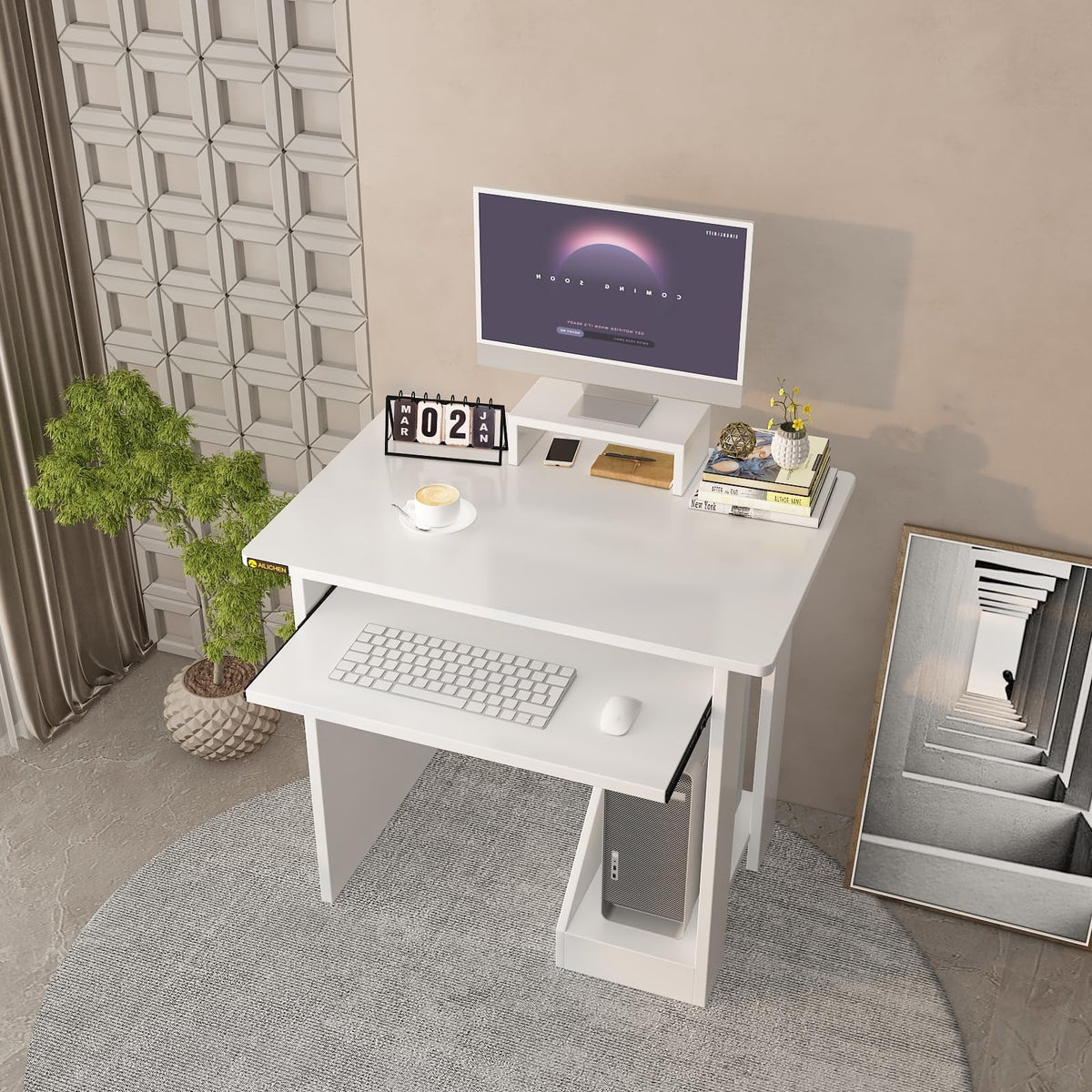 30 Inch Computer Desk with CPU Stand and Monitor Shelf Z2859