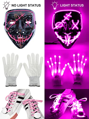 Halloween LED Mask Light Up Gloves and Glow Shoelaces O999588
