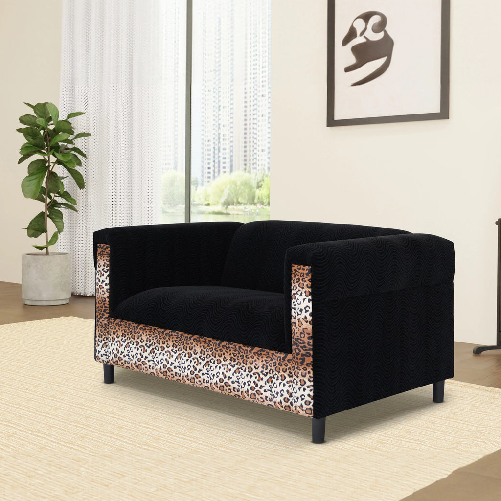 Black Velvet Loveseat Sofa I934