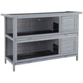 2-Story Wooden Rabbit Hutch with Lockable Doors S205112