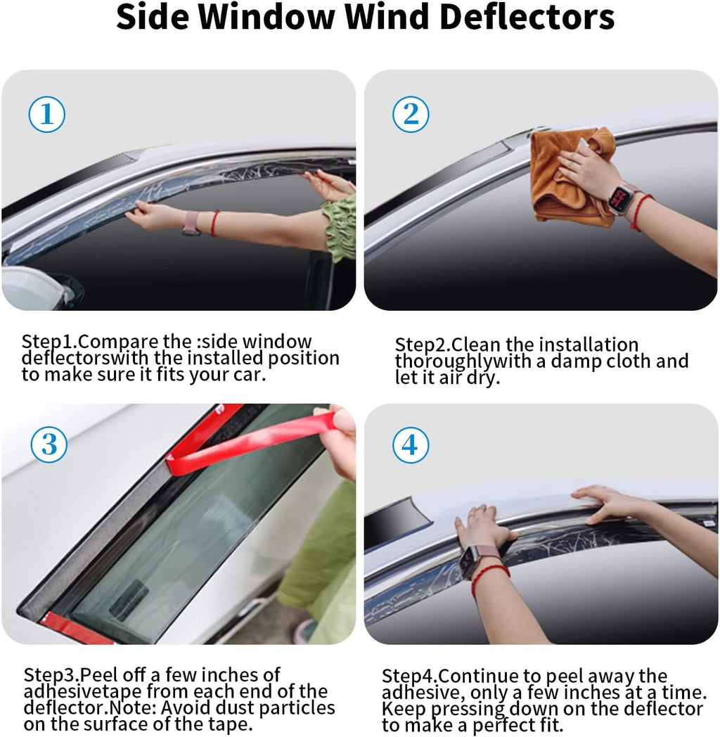 4-Piece Dark Smoke Tape-On Rain Guards G802