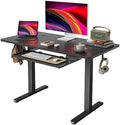 White Frame Light Rustic Brown Top Electric Standing Desk 55 x 24 Inches Height Adjustable with Keyboard Tray S211