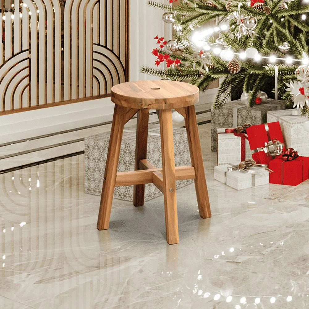 Acacia Wood Stool Round Top Natural Q8683
