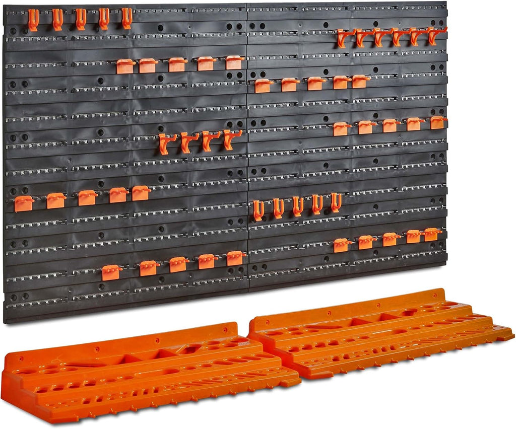 50 Piece Wall Mounted Plastic Pegboard and Shelf Tool Organizer with 50 Assorted Hook Accessories C662687