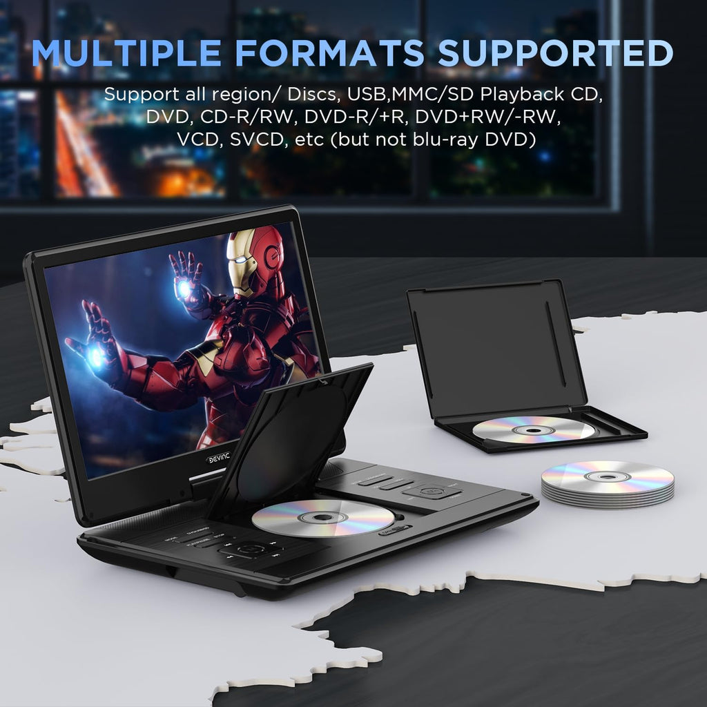 16.9" Portable DVD Player with 14.1" HD Screen, Rechargeable Battery, Dual Speakers X64106