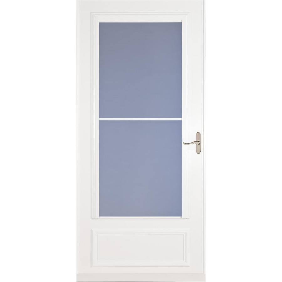 White Mid-View Universal Reversible Wood Core Storm Door V546515