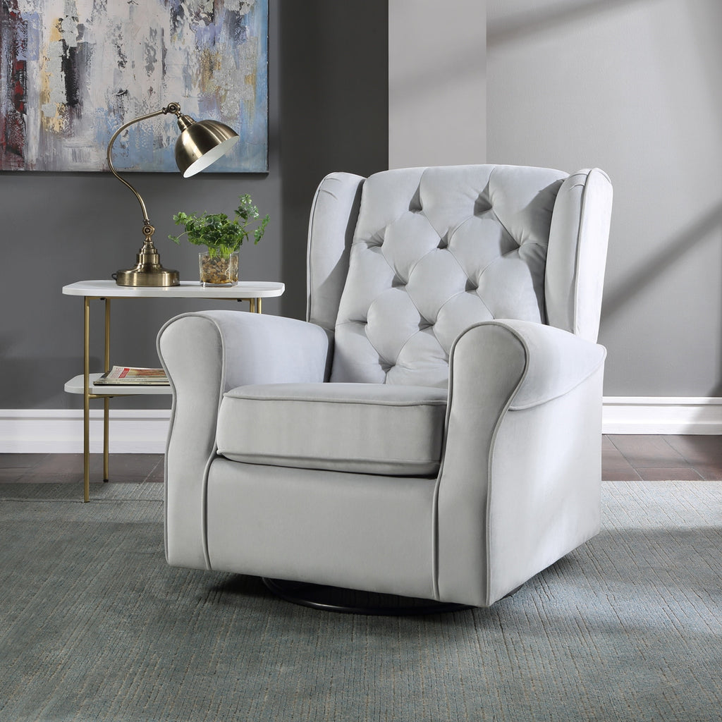 Gray Fabric Swivel Chair with Glider P513477