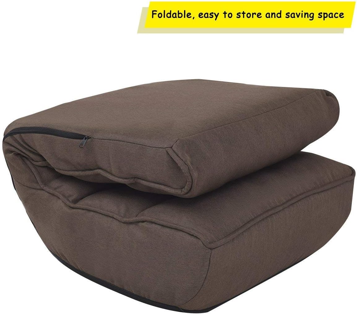 Brown Floor Chair Sleeper 4-Position Adjustable Angle Folding Lazy Sofa Cushioned Couch Lounger Q867