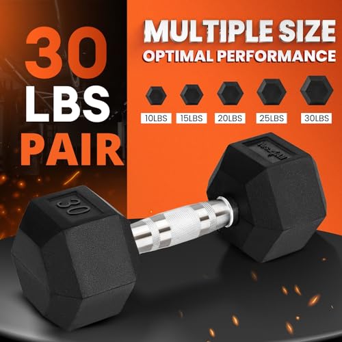 Chrome Grip Encased Hex Dumbbells 10-30 LBS Pair Z3938