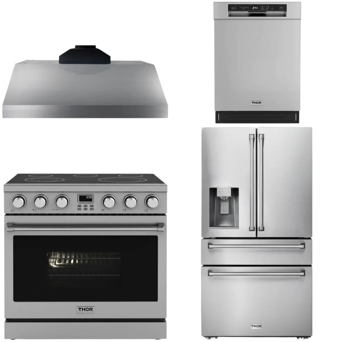 36 Electric Range, Range Hood, Refrigerator and Dishwasher M6917