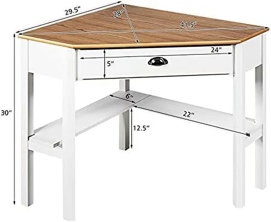 Small Corner Desk with Shelves Drawer V52579