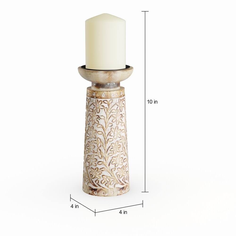 3-Piece Mango Wood and Iron Candle Holder Set C840671