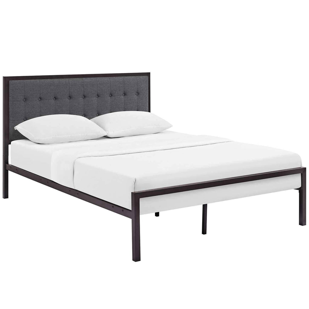 Full Fabric Bed, Brown Gray W5508