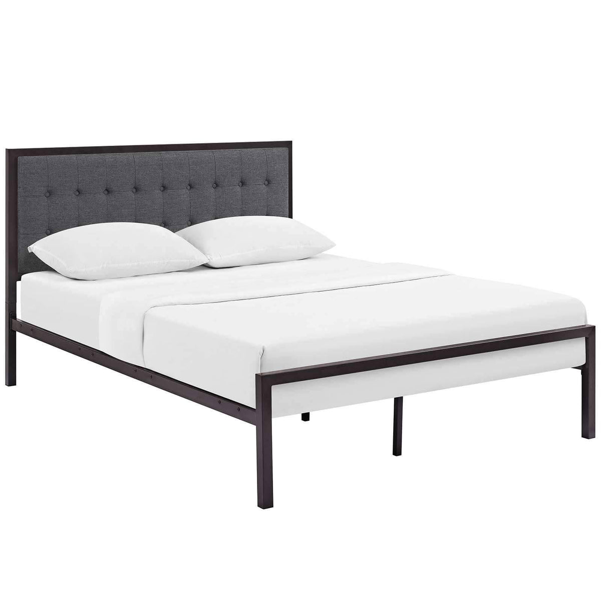 Full Fabric Bed, Brown Gray W5508