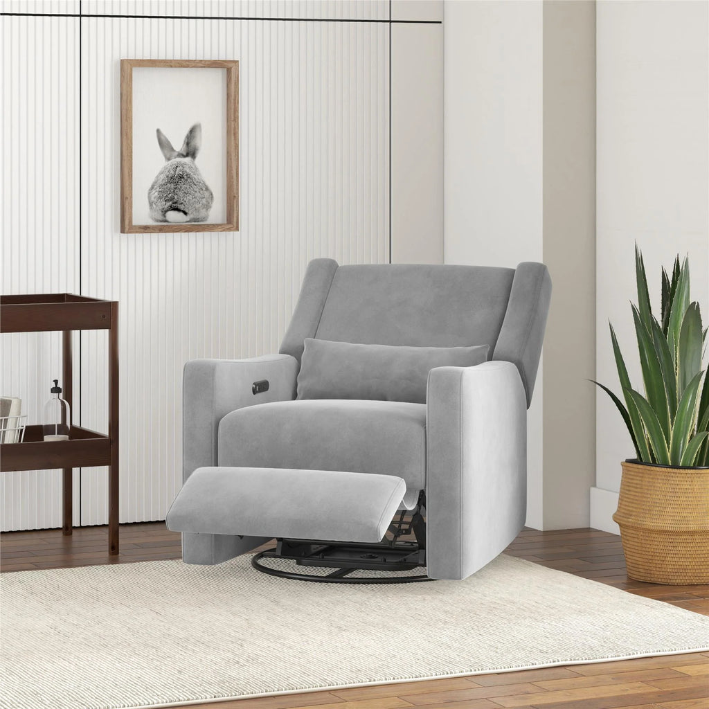 Gray Velvet Swivel Glider Recliner N937