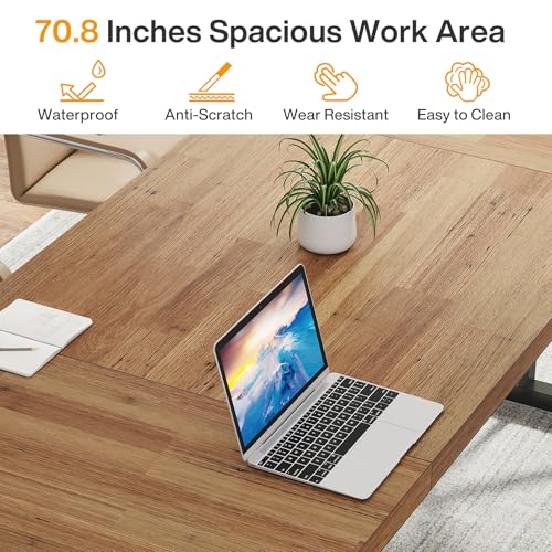 70.8 Inch Brown Black Executive Desk E274