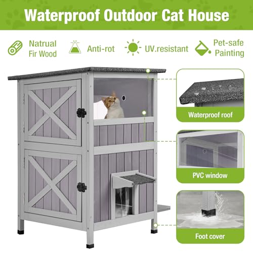 2-Story Outdoor Waterproof Cat Shelter O7298