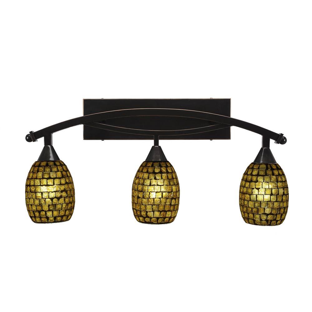 Three Light Bath Bar with Copper Mosaic Glass U893921