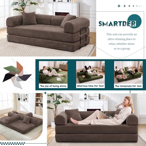 Green Corduroy Convertible Folding Sofa Bed B3315