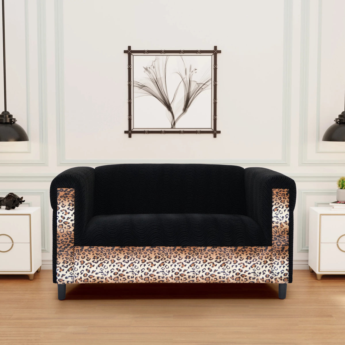 Black Velvet Loveseat Sofa I934