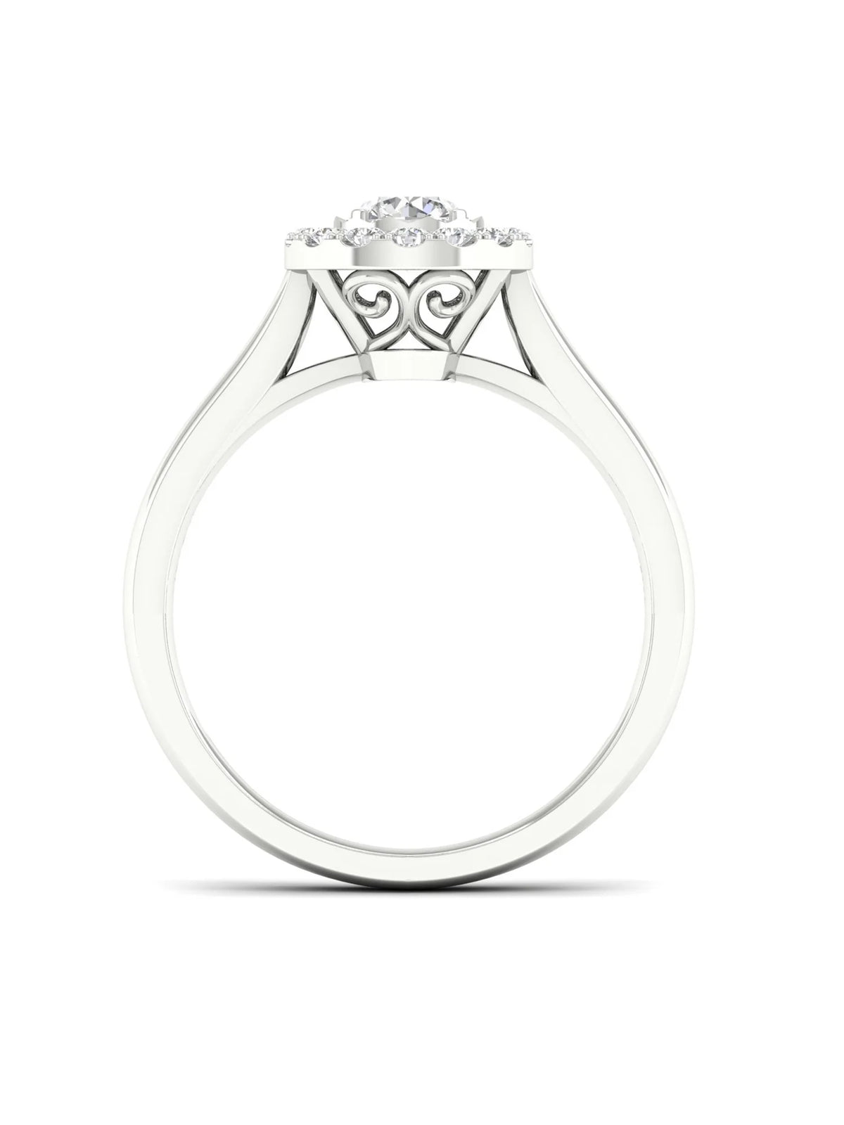 10K White Gold Single Stone Halo Engagement Ring C454659