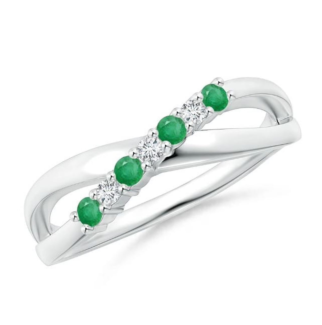 Green Emerald CZ Eternity Band Ring 925 Sterling Silver P844452