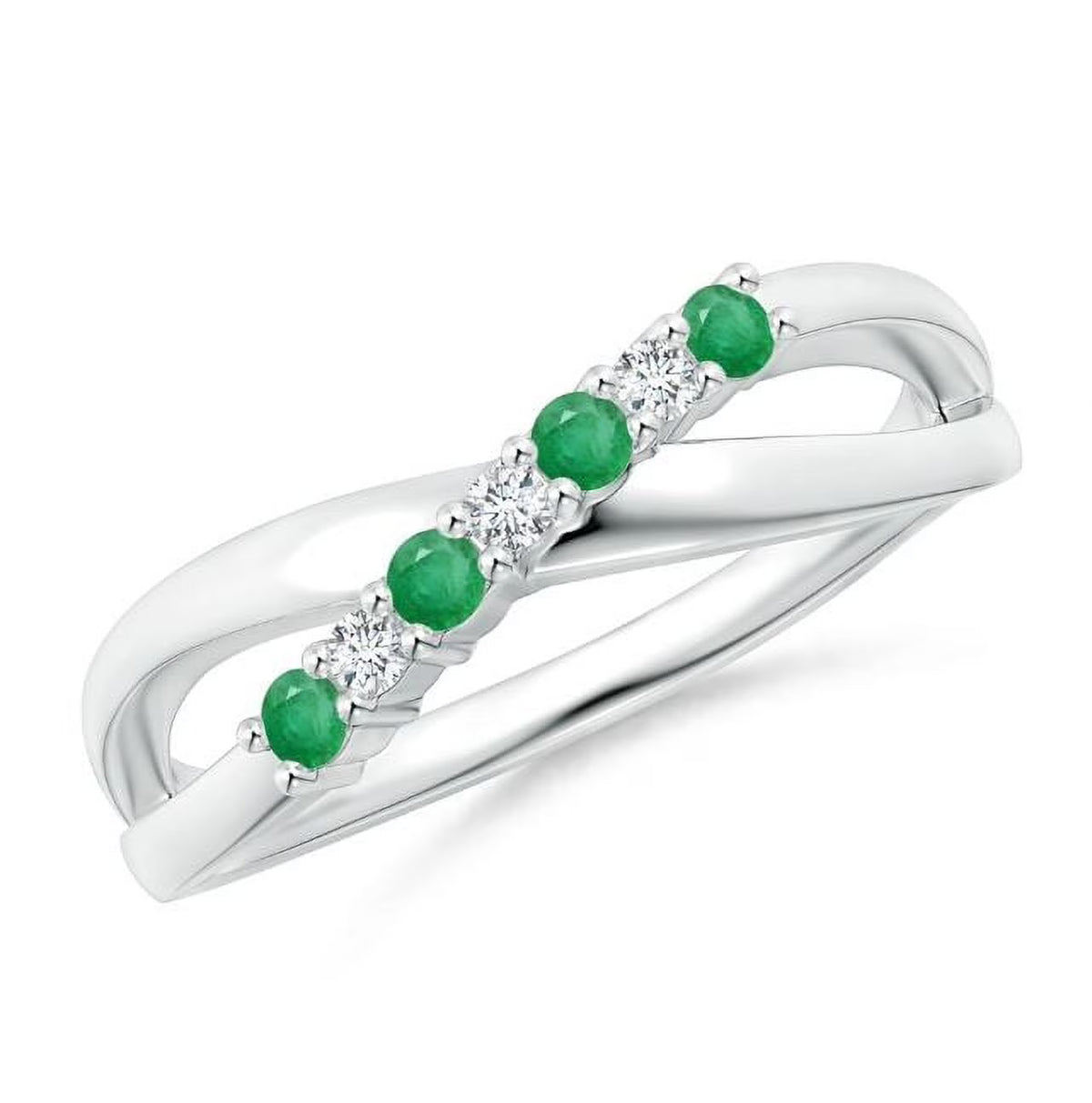 Green Emerald CZ Eternity Band Ring 925 Sterling Silver P844452