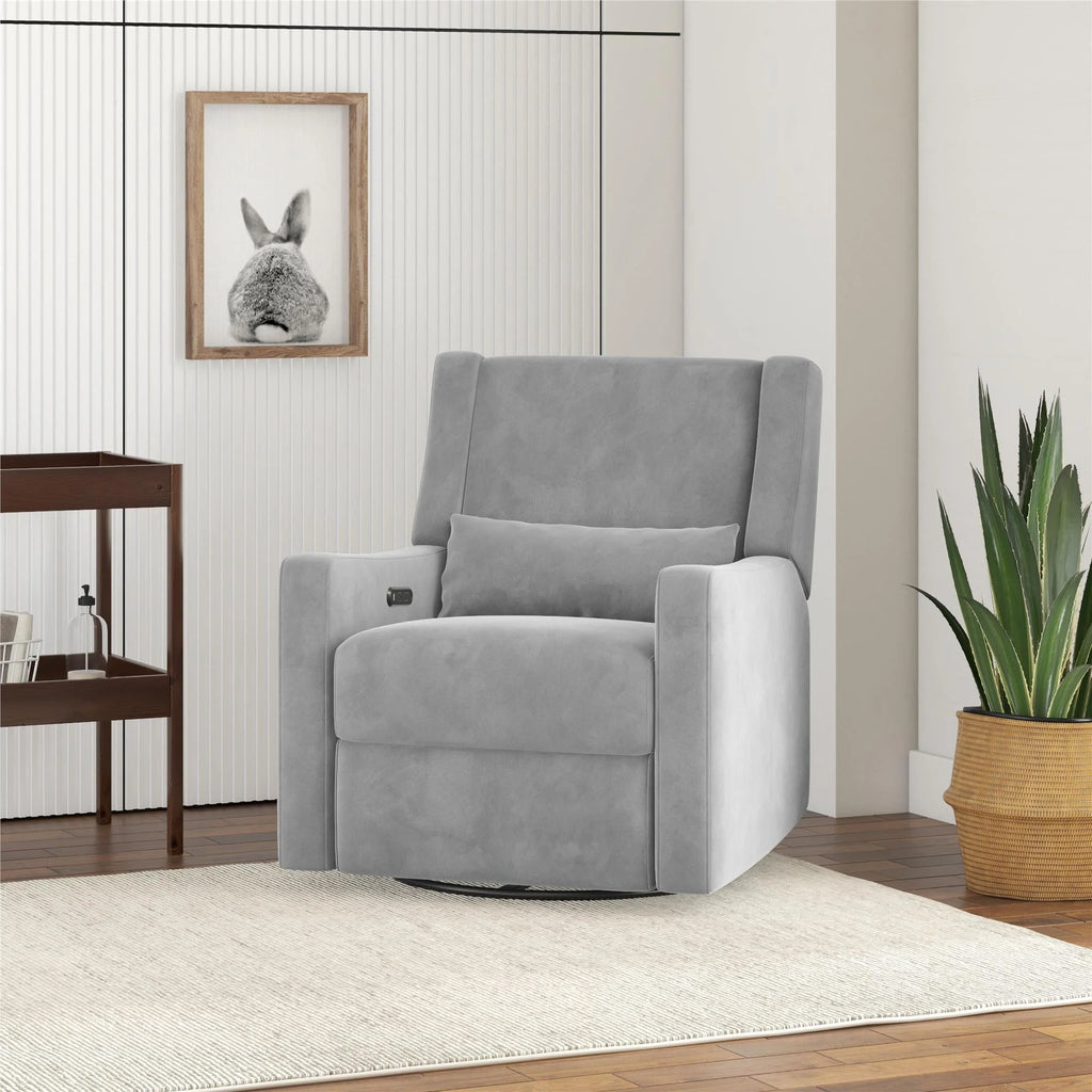 Gray Velvet Swivel Glider Recliner N937