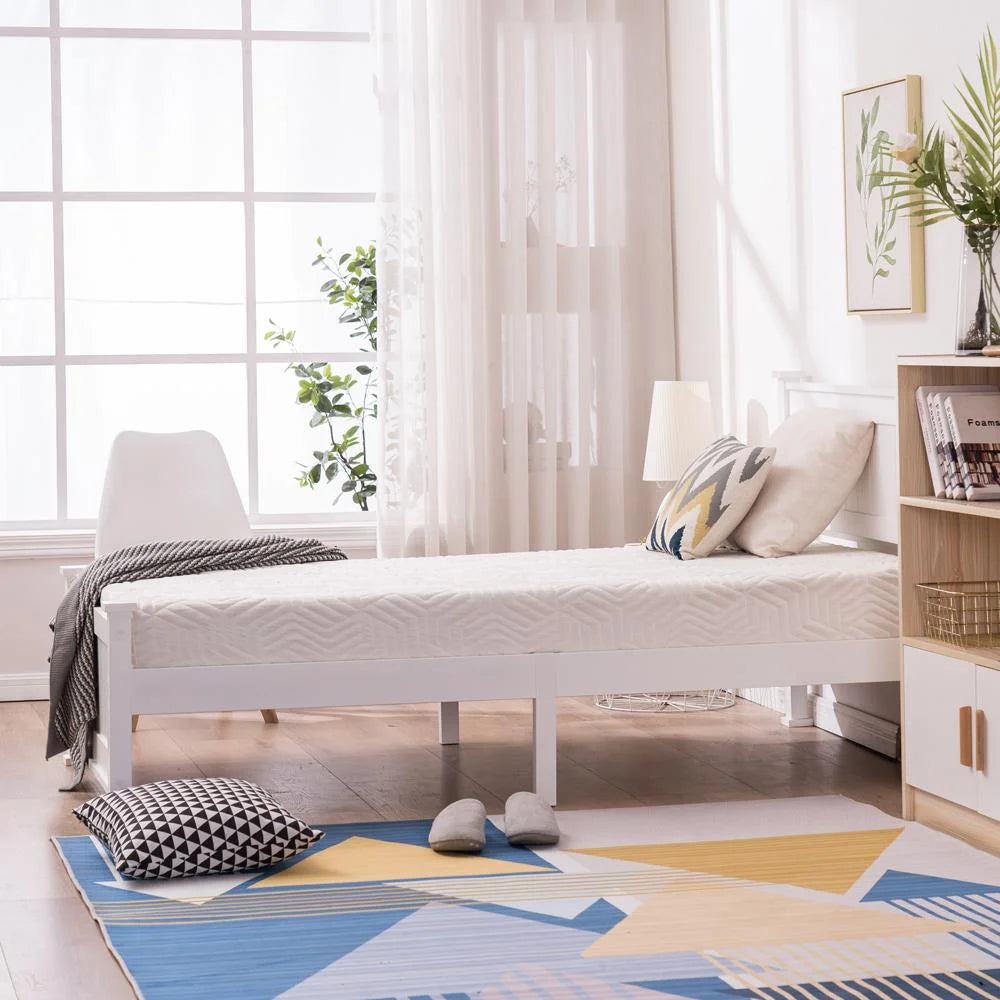 Gray Solid Pine Wood Twin Bed Frame with Headboard X55896