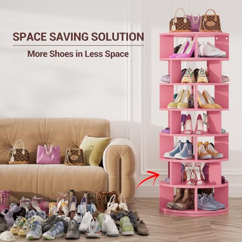 White 7-Tier Rotating Shoe Rack E622