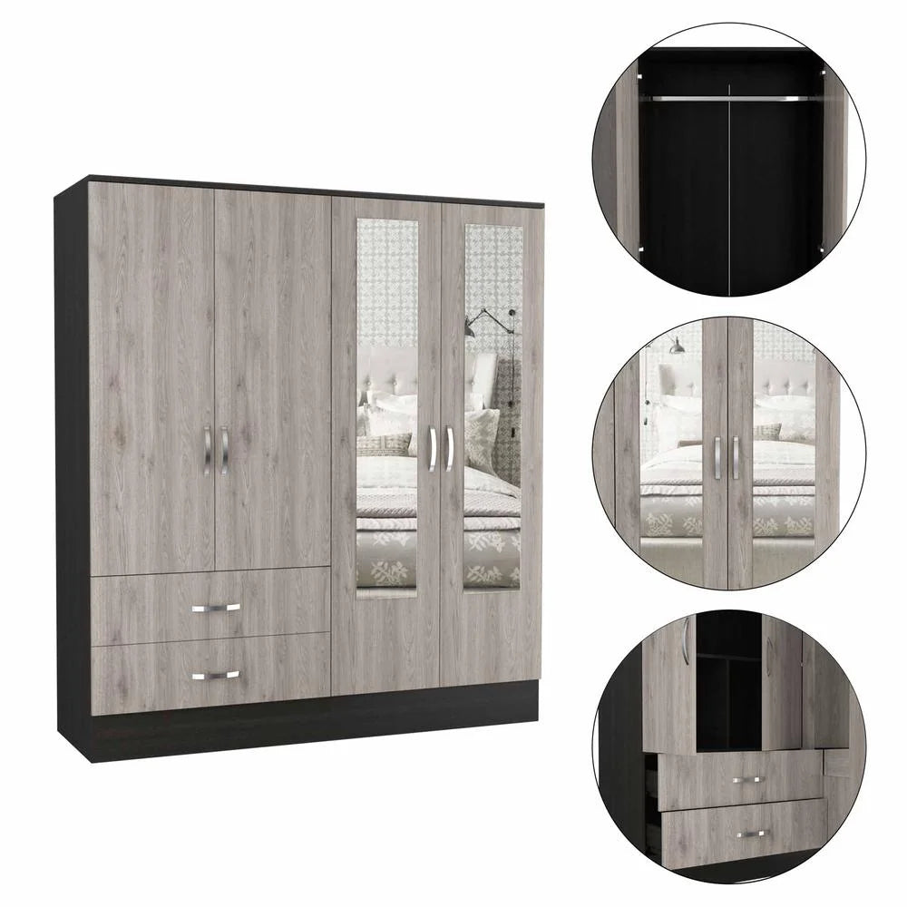 Black Wengue/Light Grey Engineered Wood Armoire L886