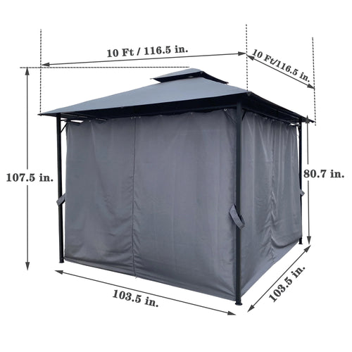 10 x 10 ft Steel Patio Gazebo with Curtain C252237