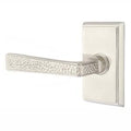 Left Handed Privacy Hammered Door Lever with Rectangular Rose in Satin Nickel V197201