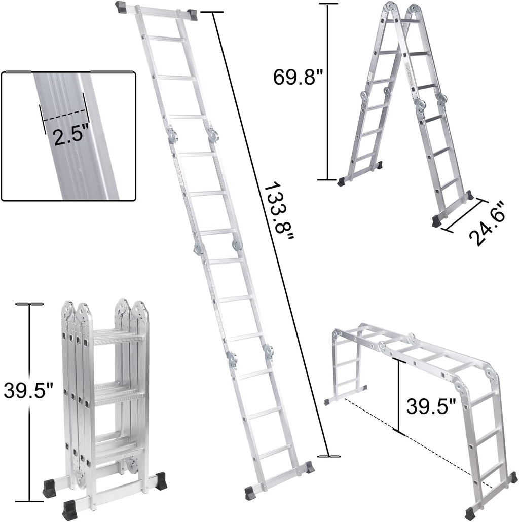 330lb 12.5ft Aluminum Folding Step Ladder T898