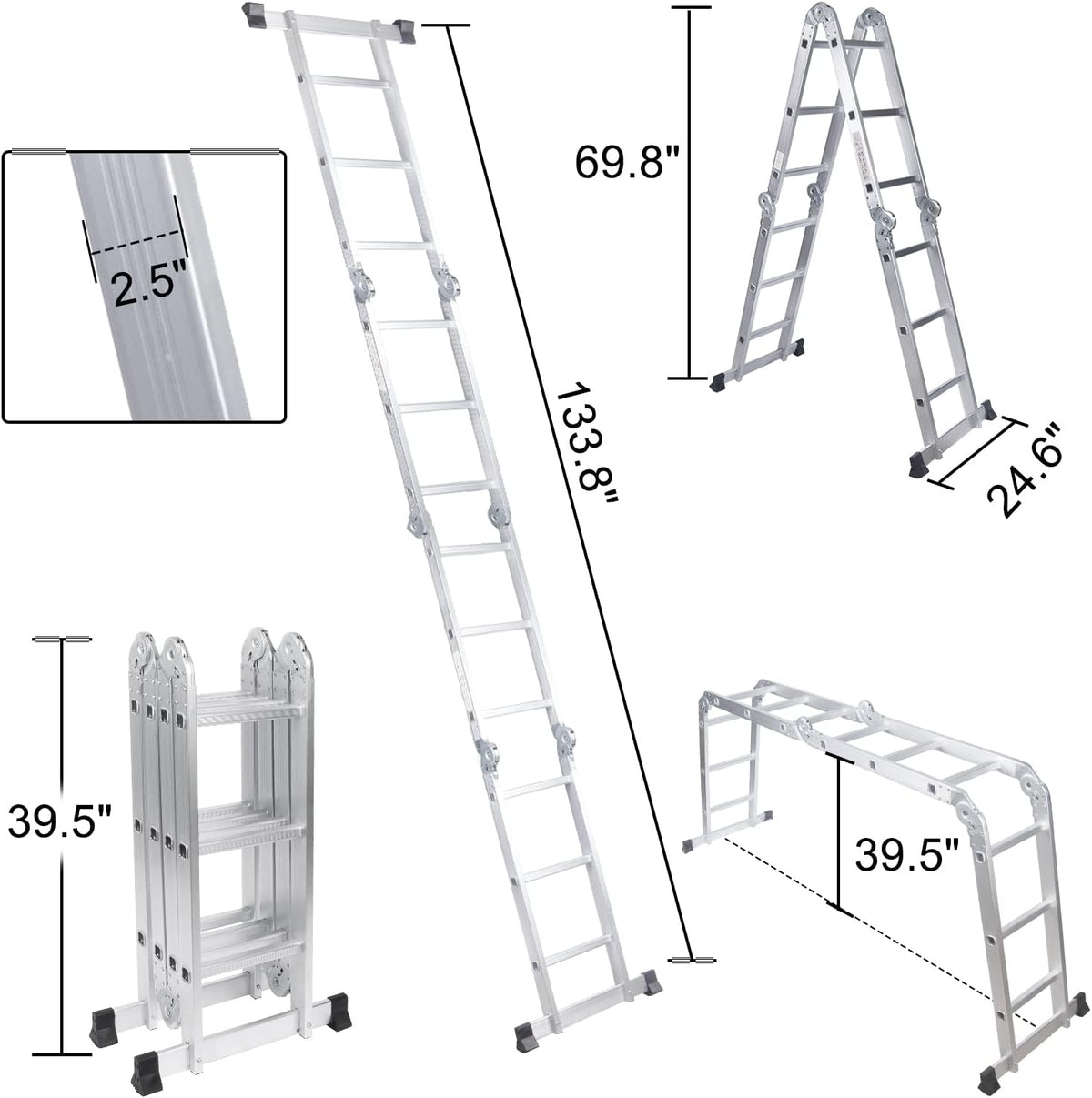 330lb 12.5ft Aluminum Folding Step Ladder T898