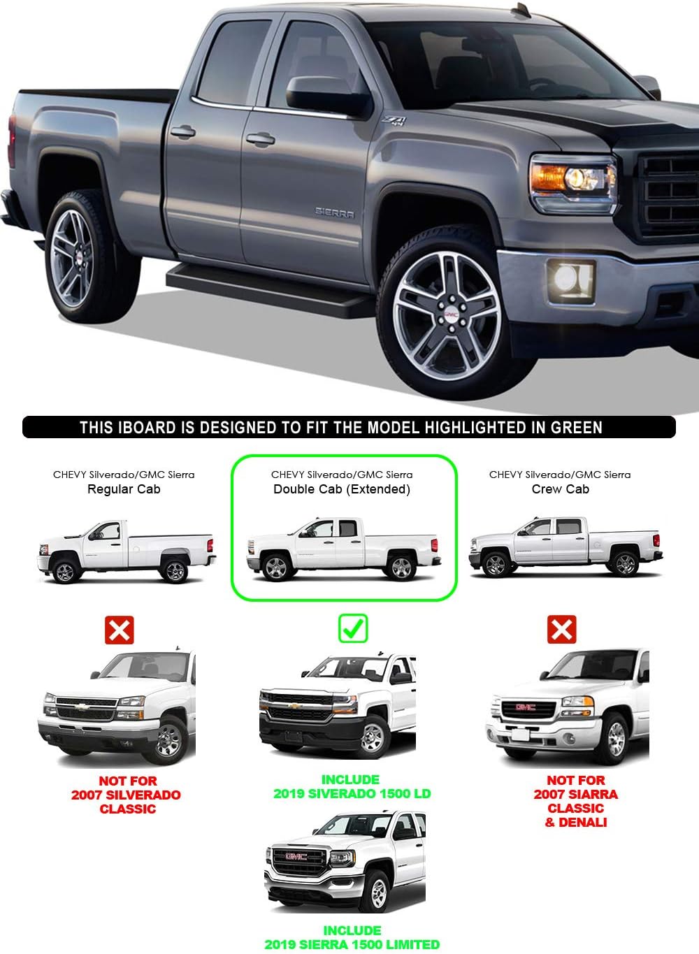 Black 6in Running Boards S4619