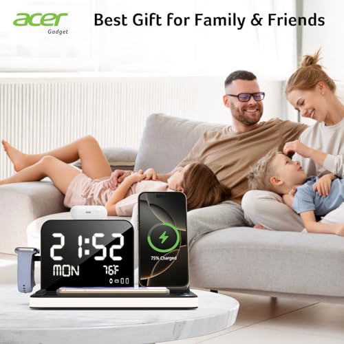 7-in-1 Wireless Charging Station with Adjustable Brightness Night Light F8411