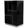 Black High Gloss 5-Drawer Poplar Wood Bedroom Chest U35358