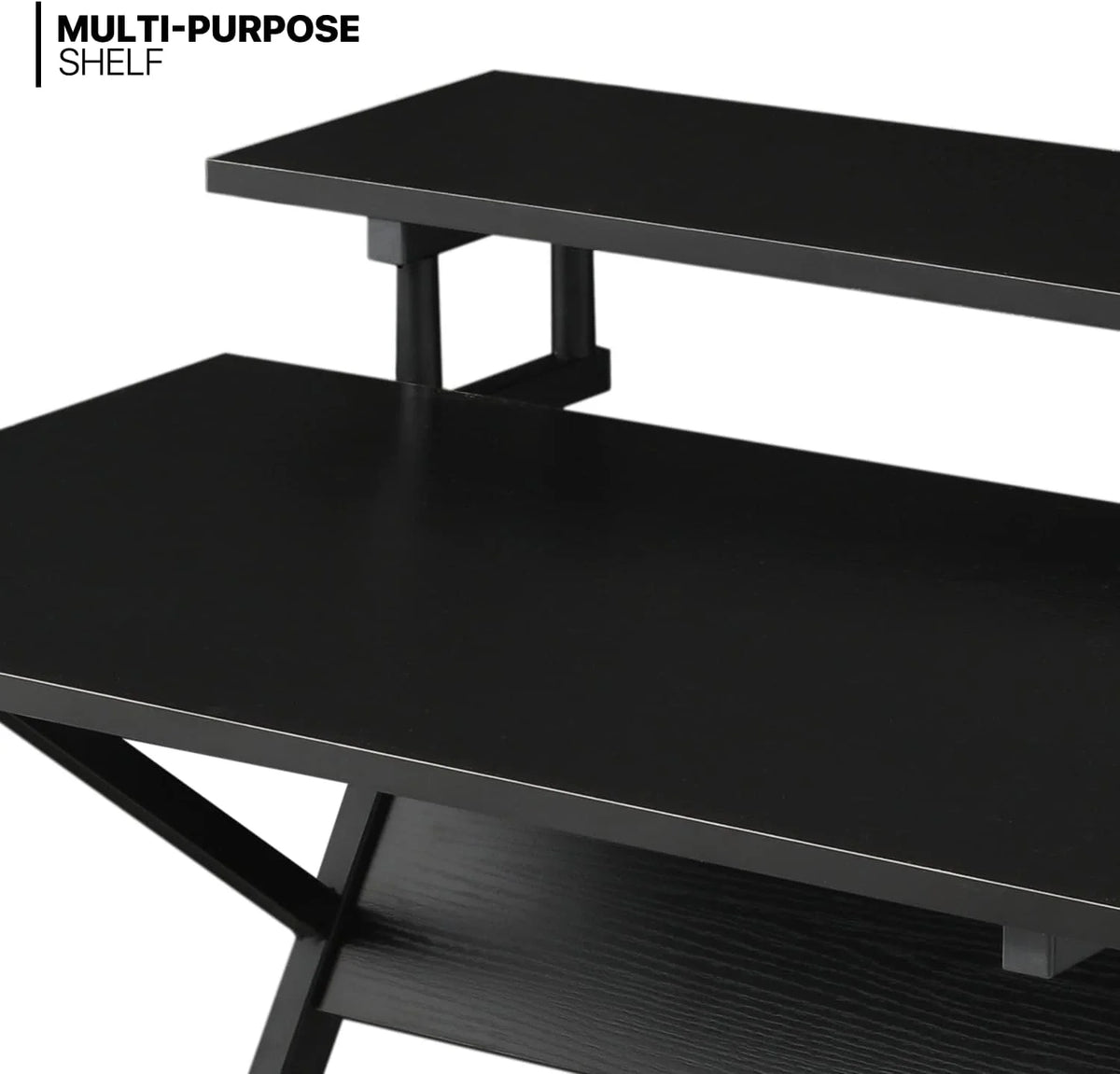 Black 3 Tier Z-Shape Computer Desk P779