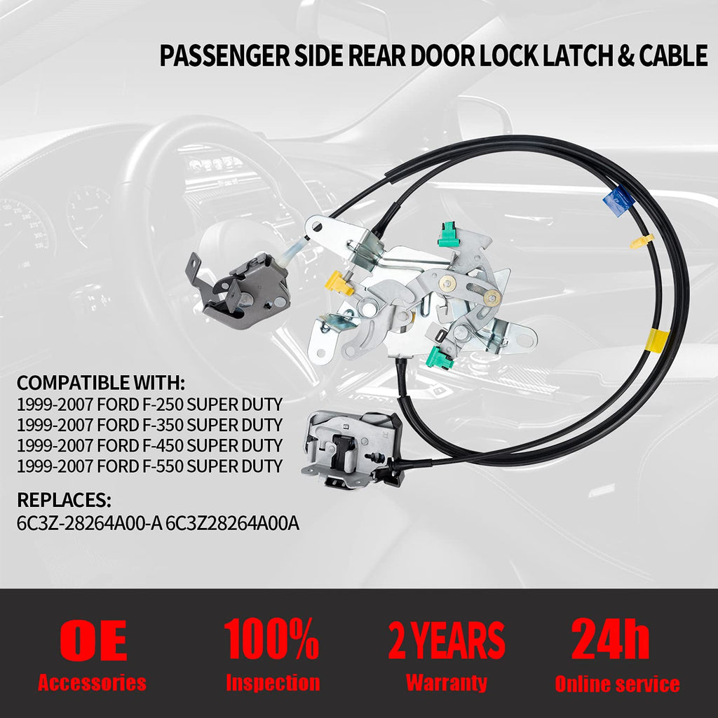 Rear Door Lock Latch and Cable Assembly, Pack of 2 N787