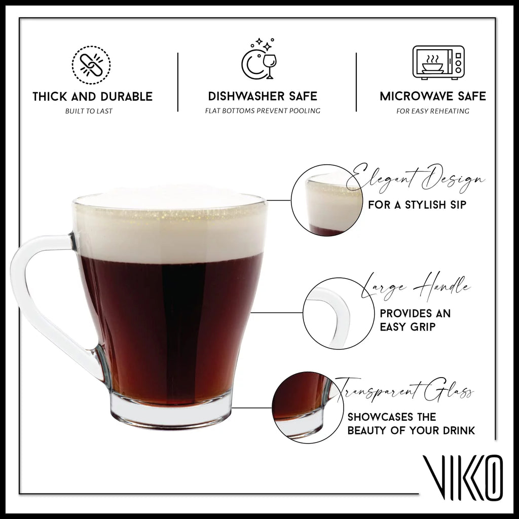 9 Ounce Glass Coffee Mugs, Microwave and Dishwasher Safe, Set of 12 Clear Glass Mugs G487717