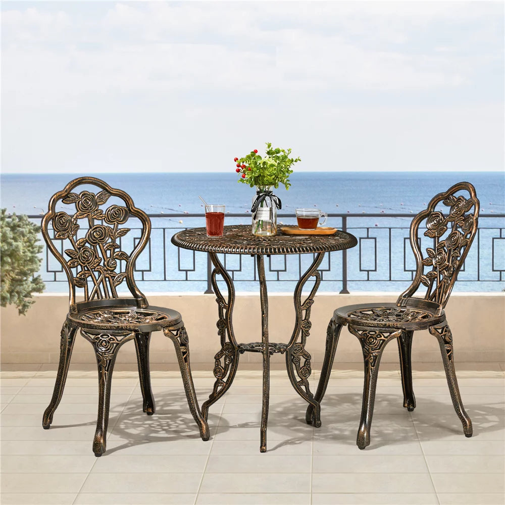3 Piece Patio Bistro Table Set with Umbrella Hole X99853