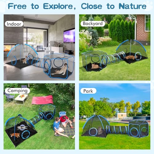 Outdoor Cat Enclosure with Tunnel and Storage Bag M72049