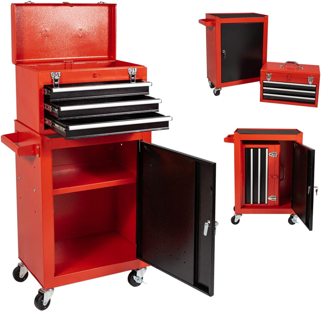 Black Rolling Tool Chest with 3 Drawers and Lock U148