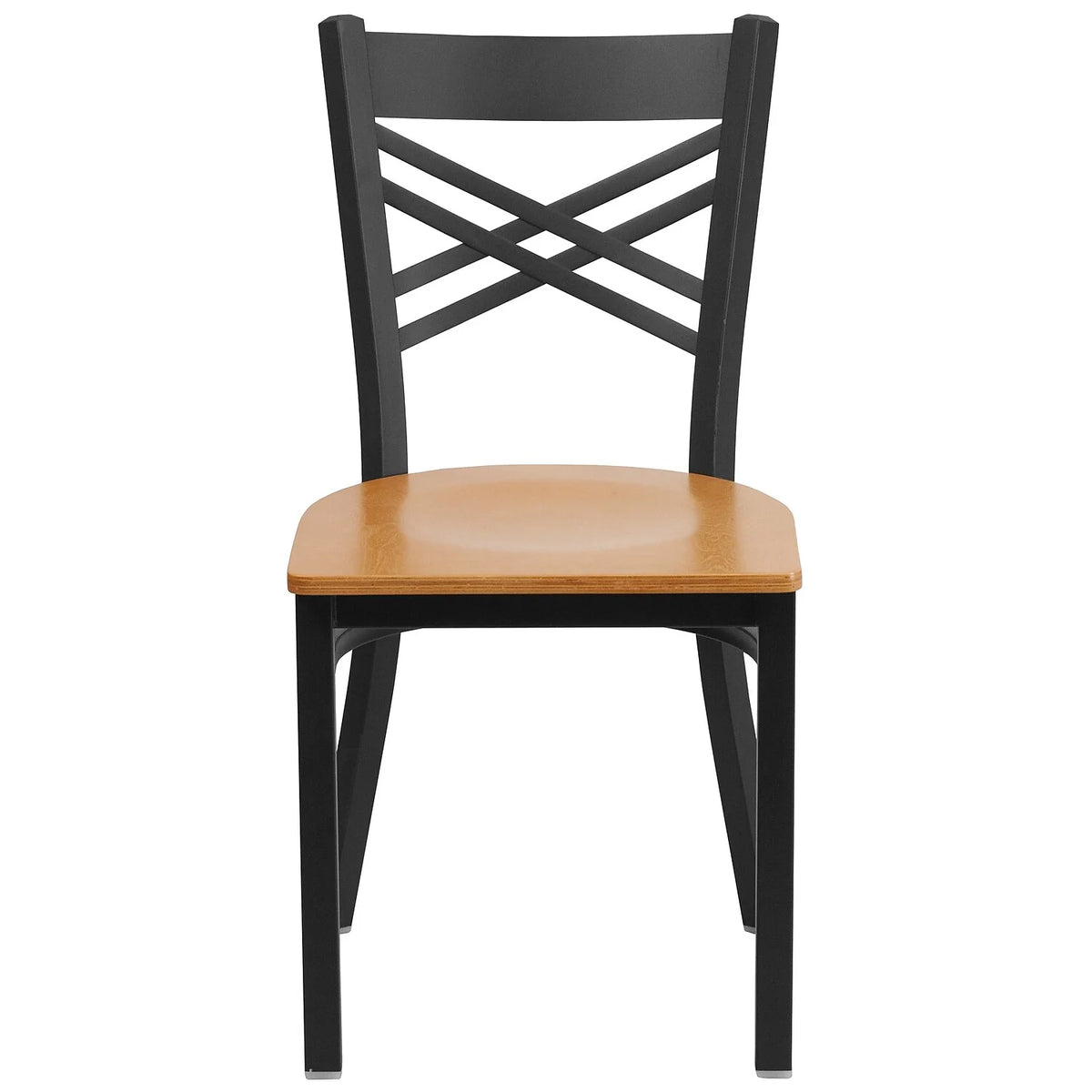 2 Pack Black Metal Restaurant Chair with Wood Seat Y3139