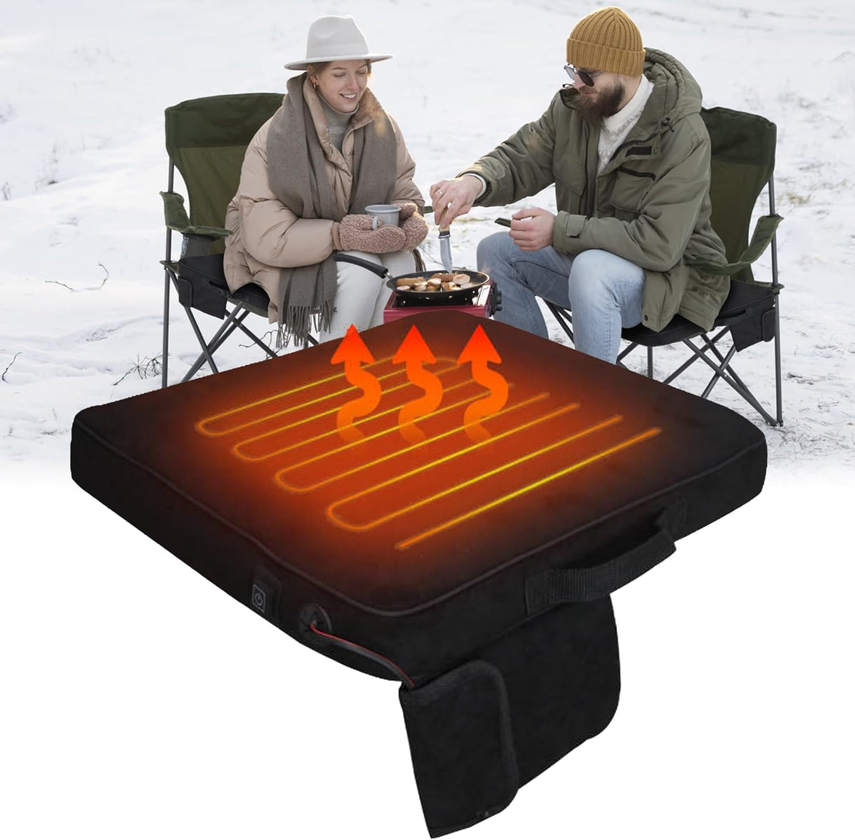 Portable Heated Seat Cushion with 3 Heating Settings Memory Foam O72347