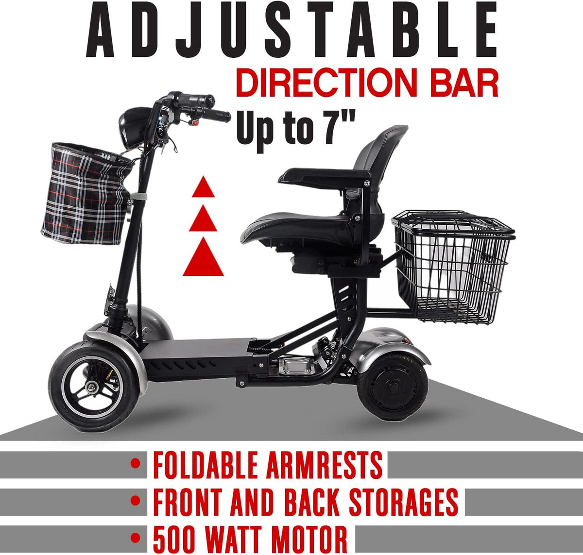 Foldable 4 Wheel Mobility Scooter with Long Range Battery 15.6AH Z2688