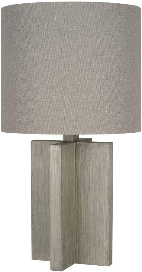 Pine Table Lamp with White Linen Shade M659
