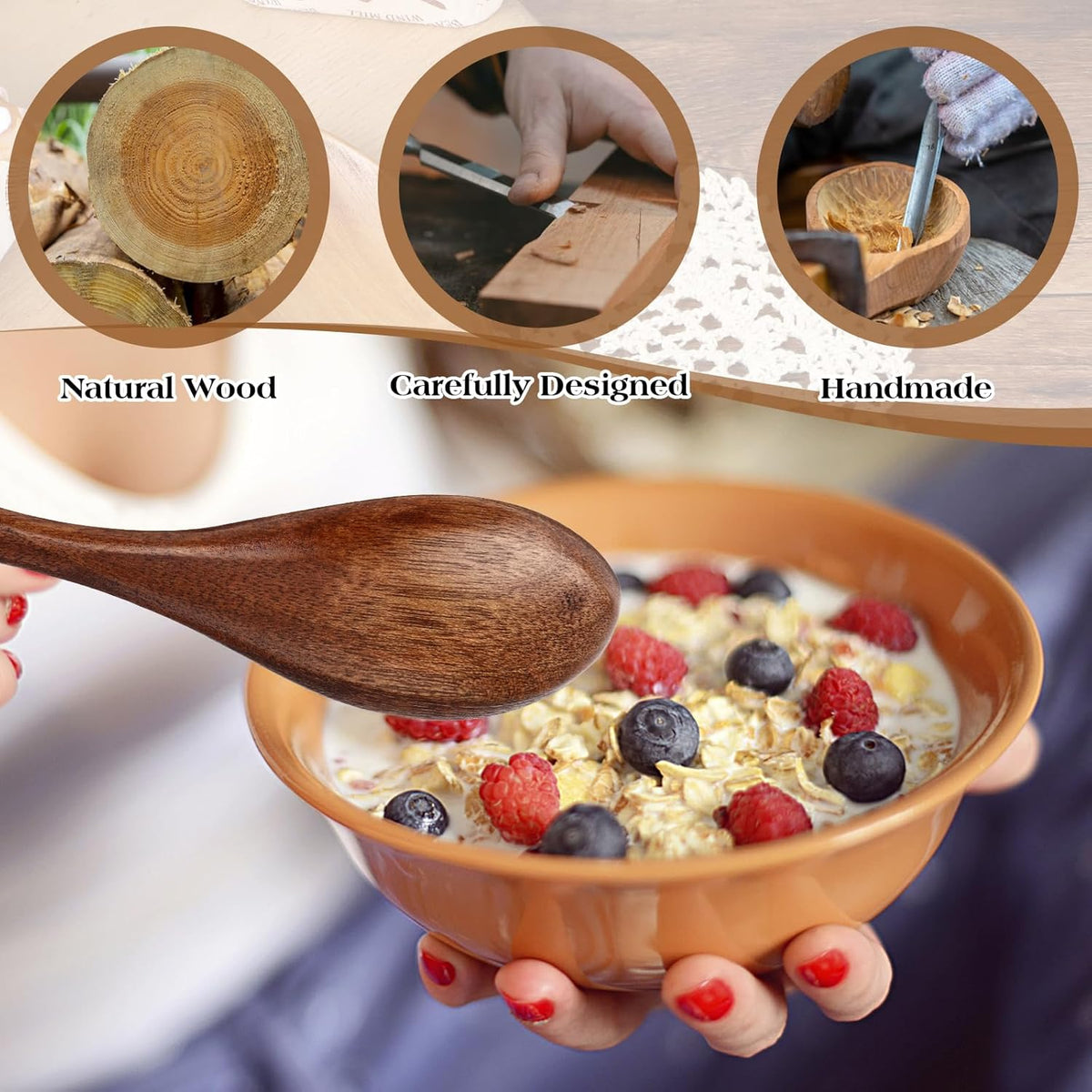 6 Pcs 5.5 Inches Wooden Spoons J8513