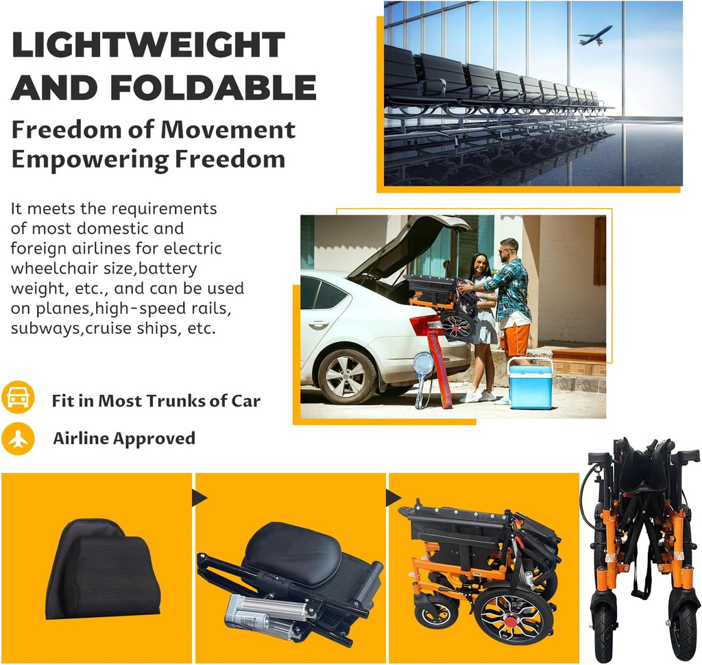 Lightweight Foldable 20" Seat Width All Terrain Motorized Wheelchair W675450